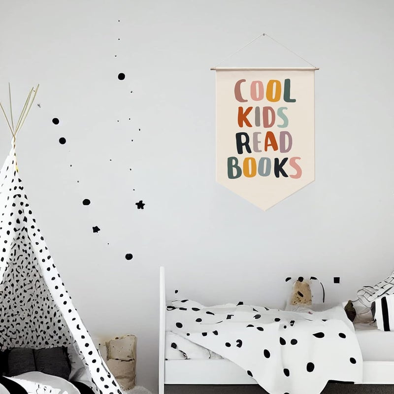 WCDHOR Cool Kids Read Books Wall Hanging, Classroom Wall Decor, Read Corner, Book Lover Gift, Kids Wall Decor, School Wall Hanging Banner, Reading Quote Banner, Playroom Reading Book - Image 4